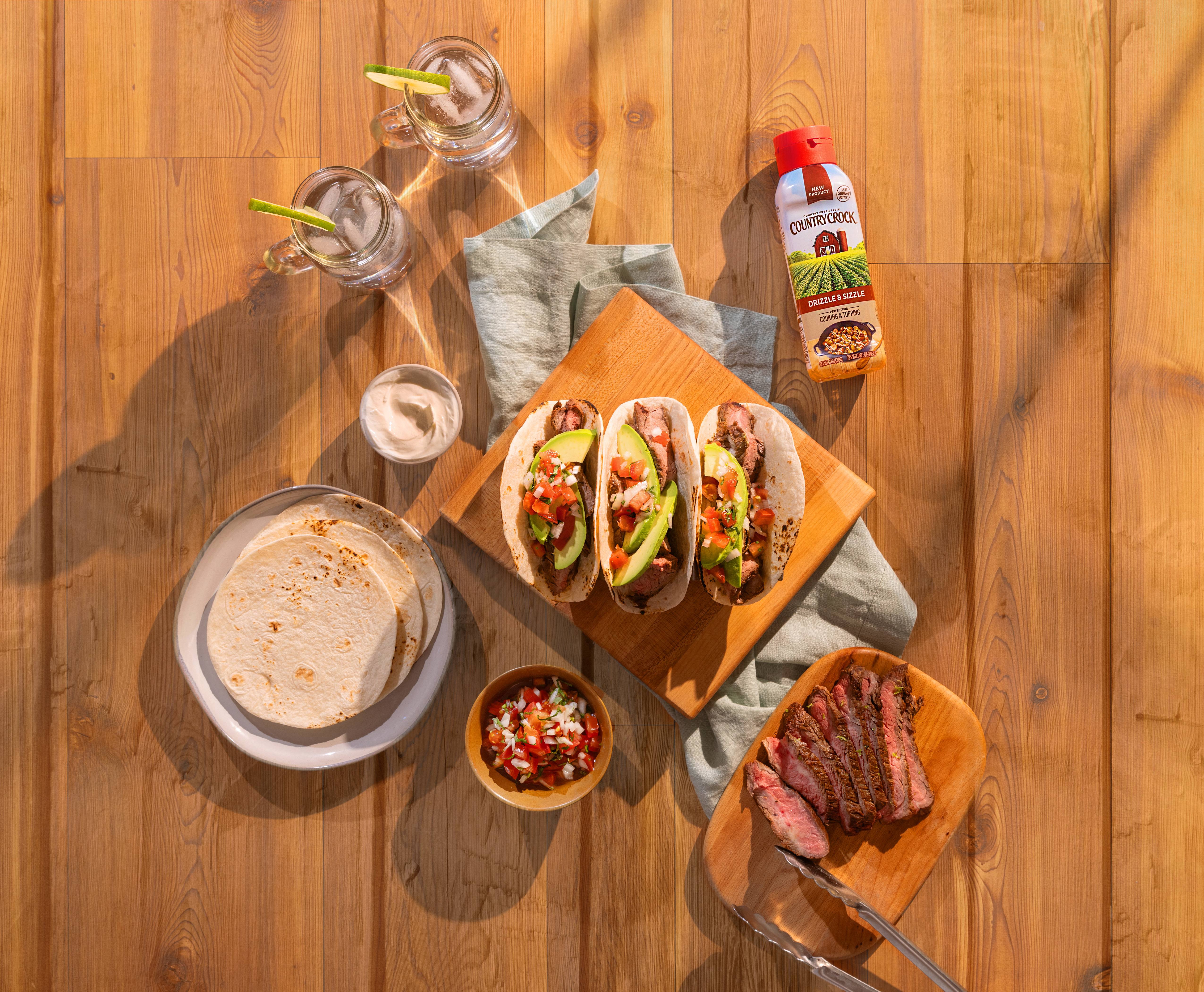 recipe image Country Crock Drizzle & Sizzle Grilled Steak Tacos with Herby Sauce
