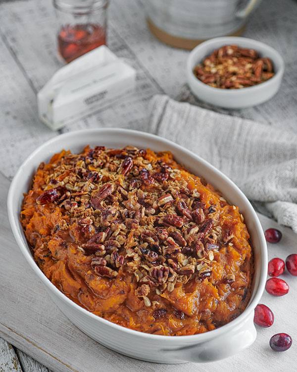 recipe image Maple Pecan Mashed Sweet Potatoes